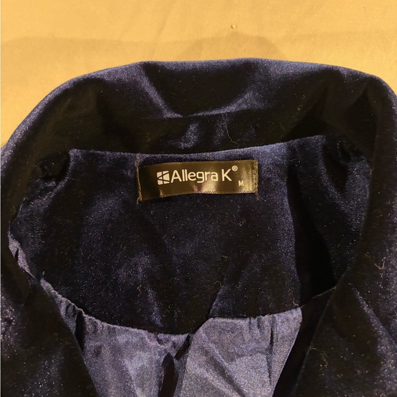 Allegra K Women's Deep Blue Velvet Blazer Size Medium - Picture 7 of 7